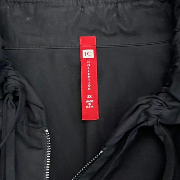 IC Collection by Connie K Size 2X Black Stand Shirring Collar Darkts Jacket - Picture 6 of 9